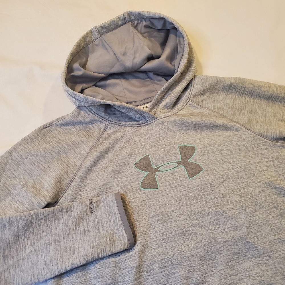 Under Armour Cold Gear Hoodie Pullover Gray‎ Teal Women's Size Small